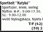 Sportbolt Kutykó