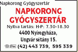   - Napkorong Gyógyszertár